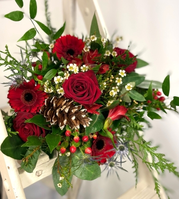 Red Christmas Florist Choice  Bouquet