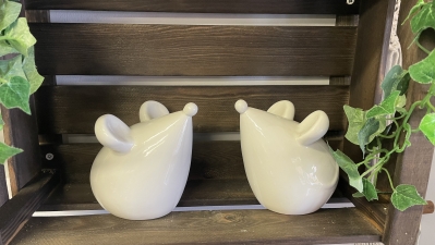 White ceramic mice set of 2