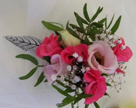 Pink and Silver wrist corsage