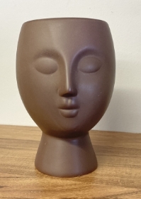 Brown Ceramic Head Vase