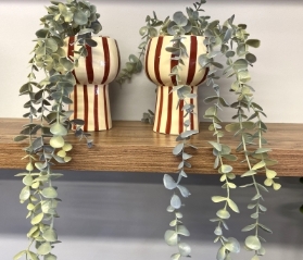 Set of 2 Planters with trailing faux Eucalyptus
