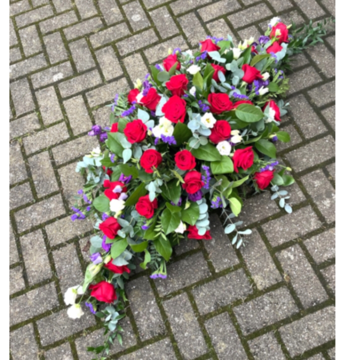 Red and Purple Casket Spray