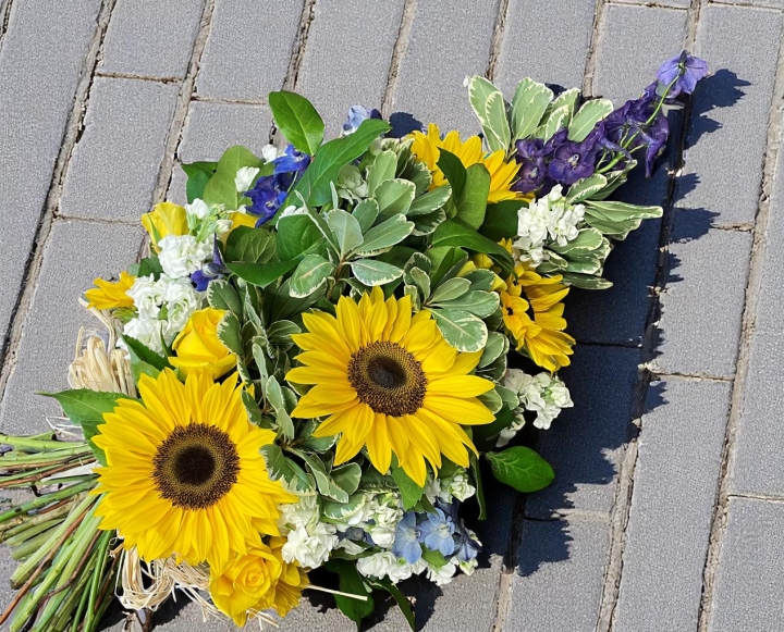 Yellow and Blue Hand Tied Sheaf