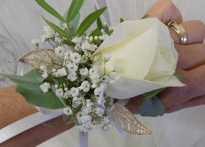 Ivory Rose wrist corsage