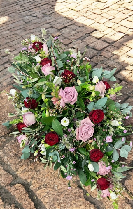 Pink and Red Rose Casket Spray