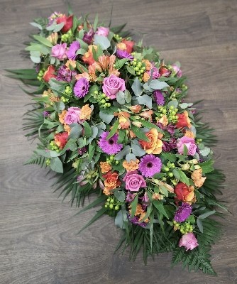 Pink and Orange Casket Spray