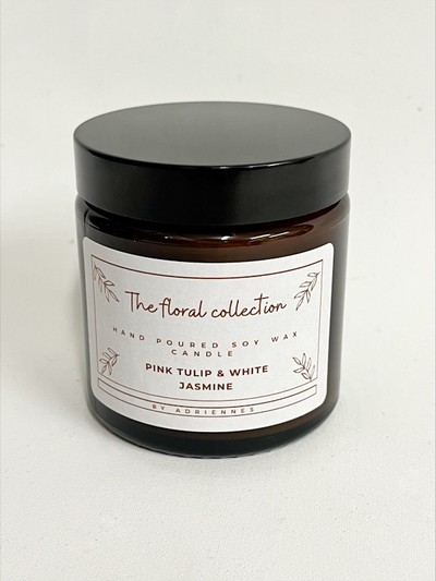 The Floral Collection Pink Tulip & White Jasmine Soy Wax Candle