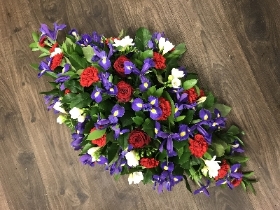 Red and Purple Casket Spray