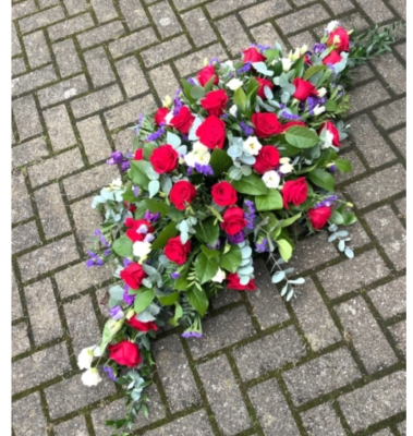 Red and Purple Casket Spray