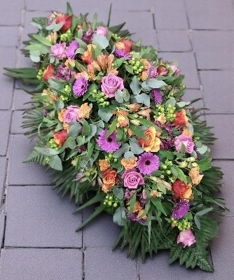 Pink and Orange Casket Spray