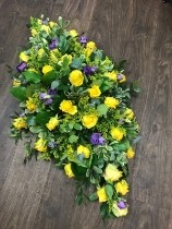 Yellow and Purple Casket Spray