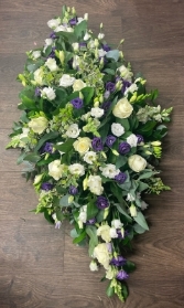 Purple and White Casket spray