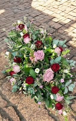 Pink and Red Rose Casket Spray