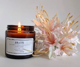BRAVE   Amber and Ginger Lily Scented Candle