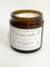 The Floral Collection Pink Tulip & White Jasmine Soy Wax Candle