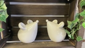 White ceramic mice set of 2