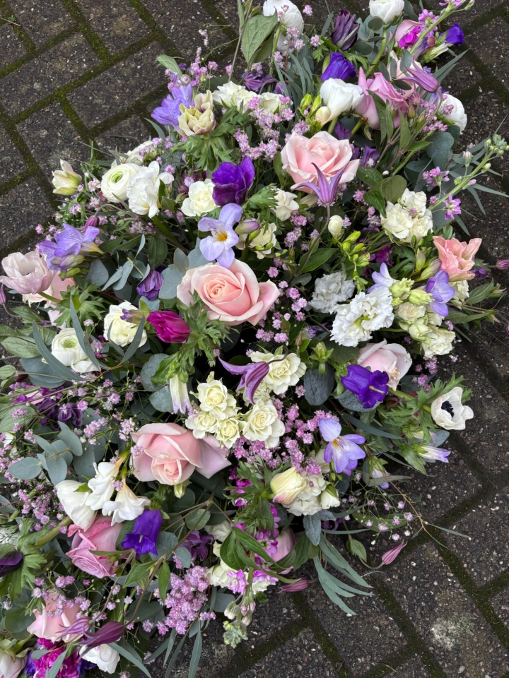 Eco Friendly Purple and Pink Casket spray