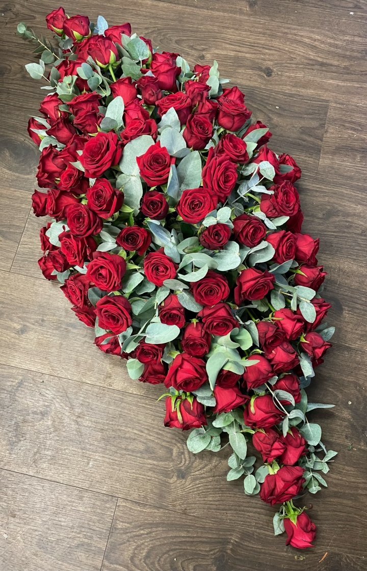 Eco Friendly Red Rose Casket Spray