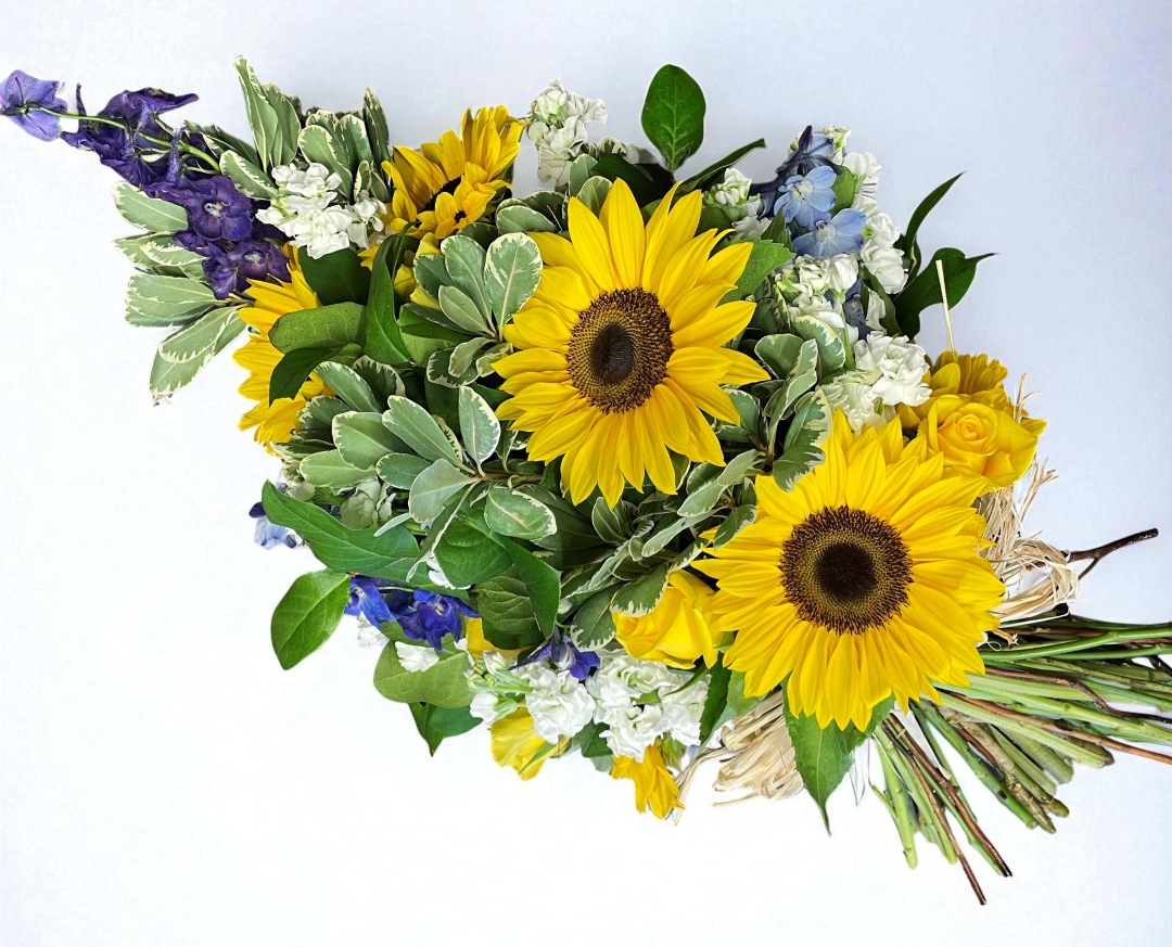 Yellow and Blue Hand Tied Sheaf