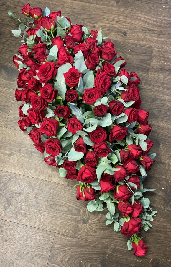 Eco Friendly Red Rose Casket Spray