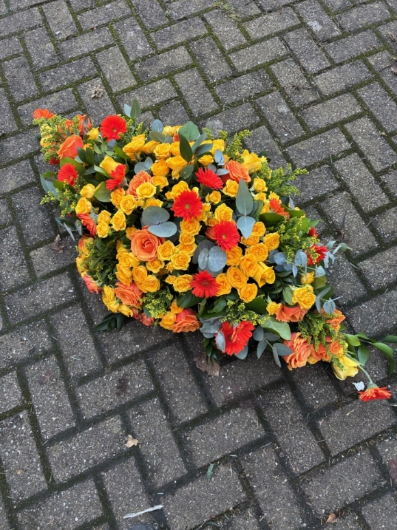 Eco Friendly Yellow and Orange Casket Spray